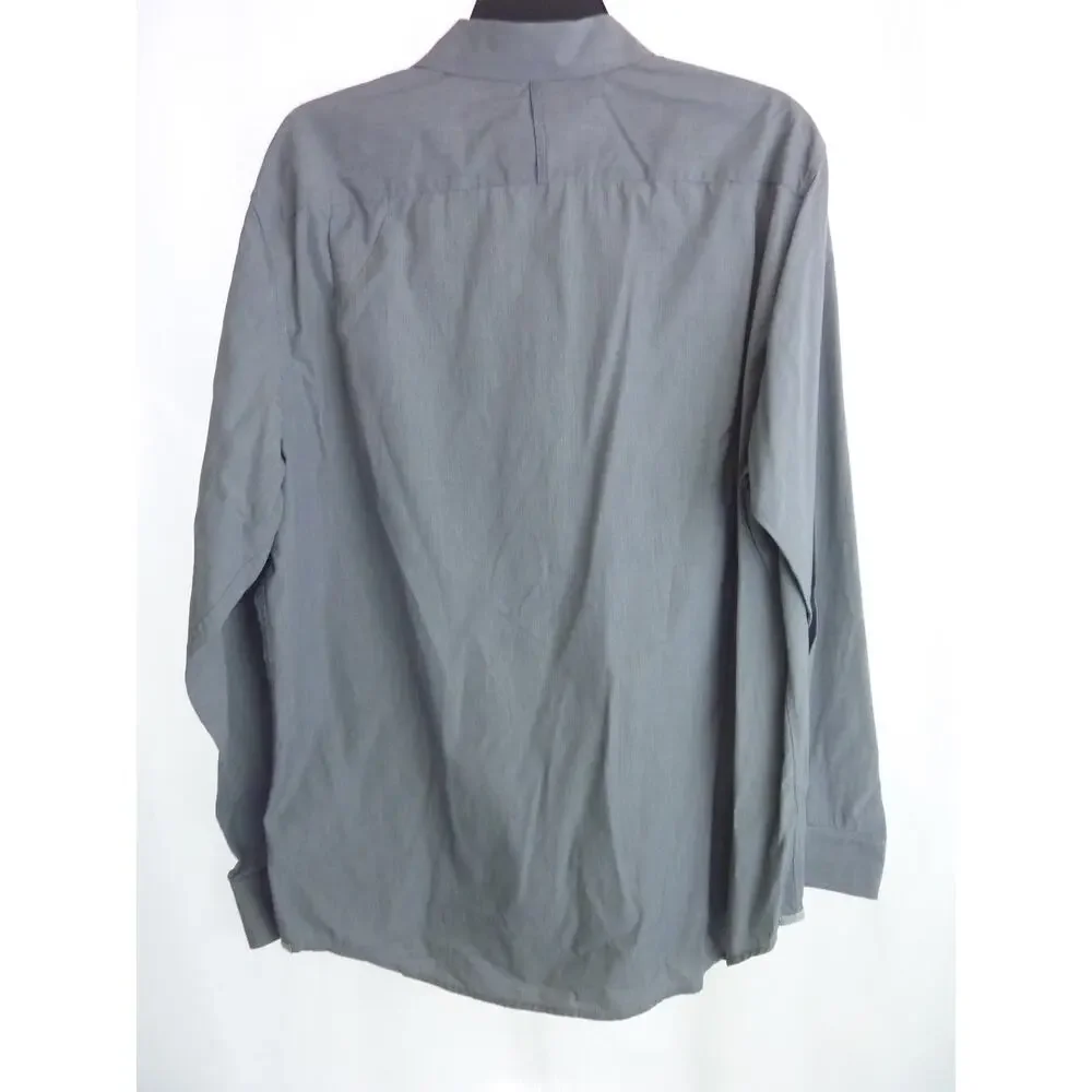 Womens Banana Republic Shirt Button Down Grey Striped L Long Sleeve Cotton